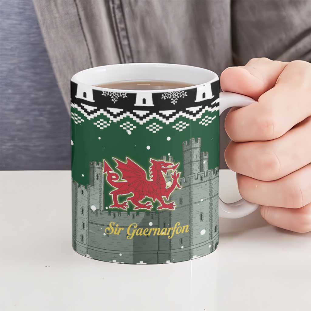 Caernarfonshire Wales Christmas Ceramic Mug Caernarfon Castle Red Dragon - Wonder Print Shop