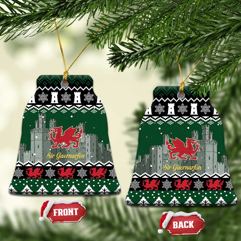 Caernarfonshire Wales Christmas Ceramic Ornament Caernarfon Castle Red Dragon - Wonder Print Shop
