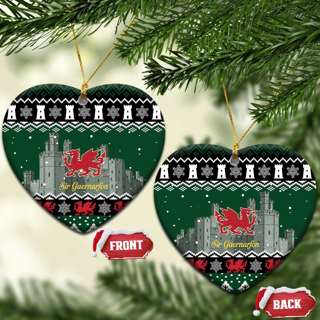 Caernarfonshire Wales Christmas Ceramic Ornament Caernarfon Castle Red Dragon - Wonder Print Shop