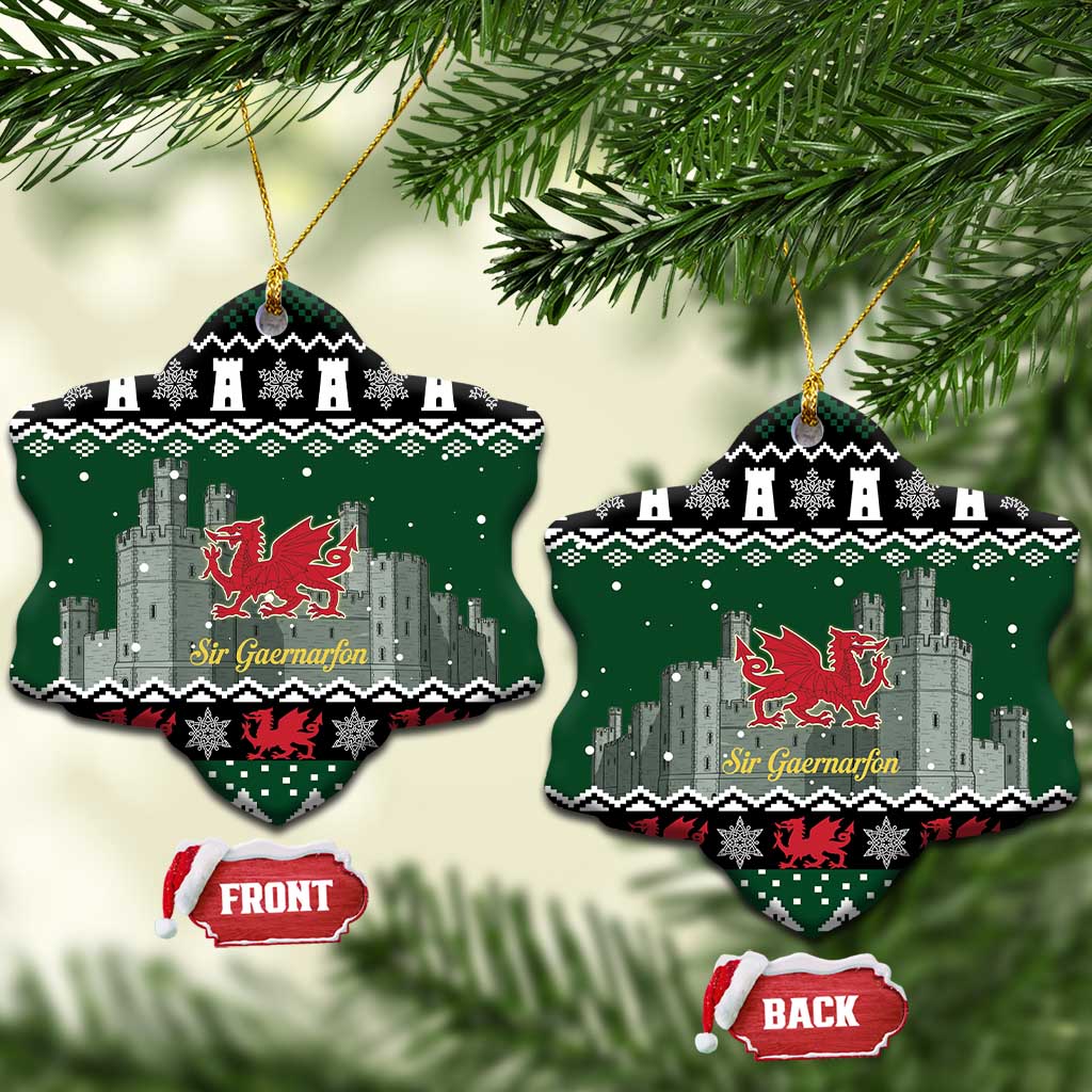 Caernarfonshire Wales Christmas Ceramic Ornament Caernarfon Castle Red Dragon - Wonder Print Shop