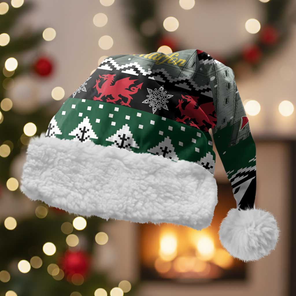 Caernarfonshire Wales Christmas Santa Hat Caernarfon Castle Red Dragon - Wonder Print Shop