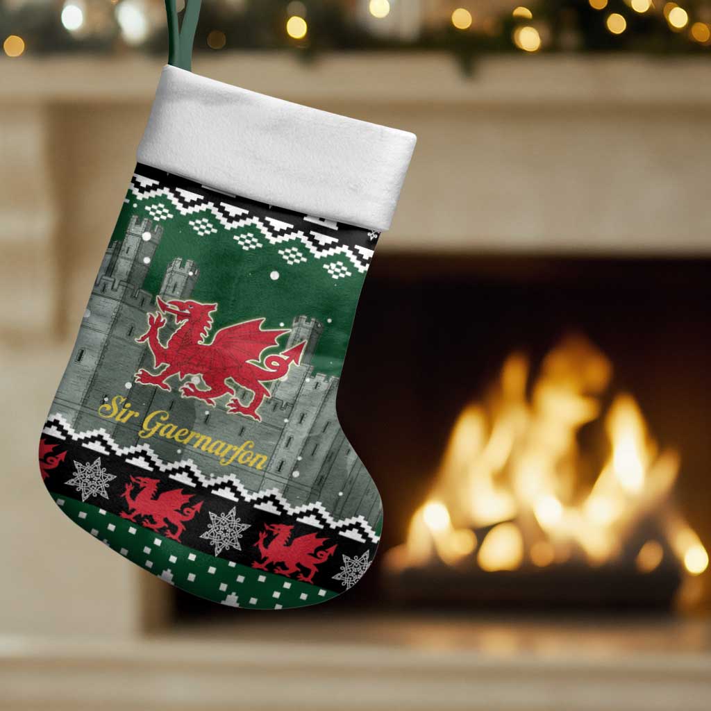 Caernarfonshire Wales Christmas Christmas Stocking Caernarfon Castle Red Dragon - Wonder Print Shop
