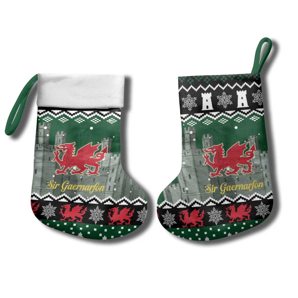 Caernarfonshire Wales Christmas Christmas Stocking Caernarfon Castle Red Dragon - Wonder Print Shop