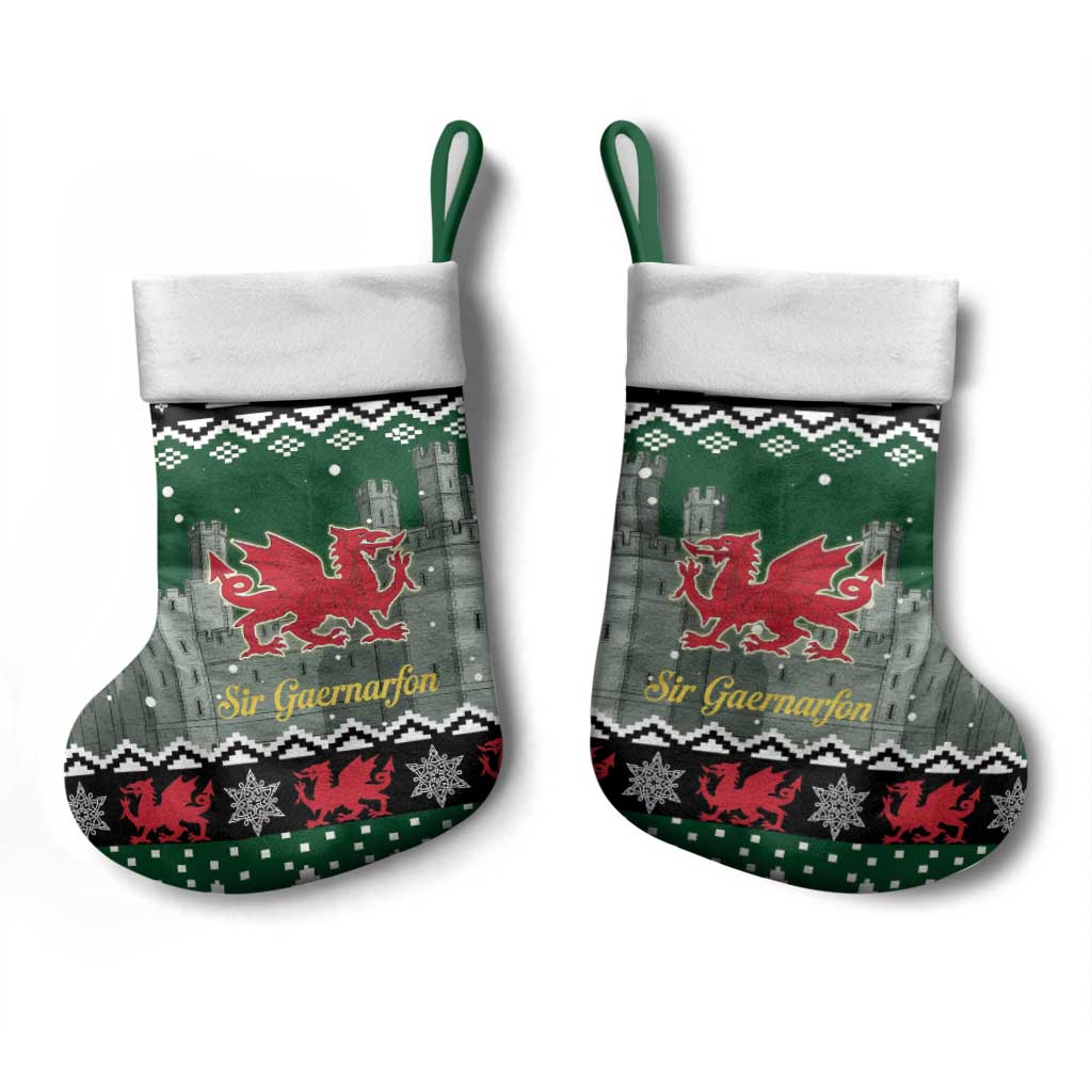 Caernarfonshire Wales Christmas Christmas Stocking Caernarfon Castle Red Dragon - Wonder Print Shop