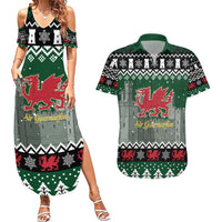 Caernarfonshire Wales Christmas Couples Matching Summer Maxi Dress and Hawaiian Shirt Caernarfon Castle Red Dragon - Wonder Print Shop
