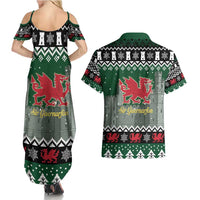 Caernarfonshire Wales Christmas Couples Matching Summer Maxi Dress and Hawaiian Shirt Caernarfon Castle Red Dragon - Wonder Print Shop