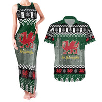 Caernarfonshire Wales Christmas Couples Matching Tank Maxi Dress and Hawaiian Shirt Caernarfon Castle Red Dragon - Wonder Print Shop