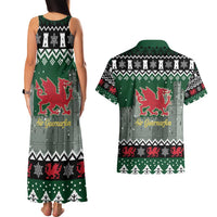 Caernarfonshire Wales Christmas Couples Matching Tank Maxi Dress and Hawaiian Shirt Caernarfon Castle Red Dragon - Wonder Print Shop