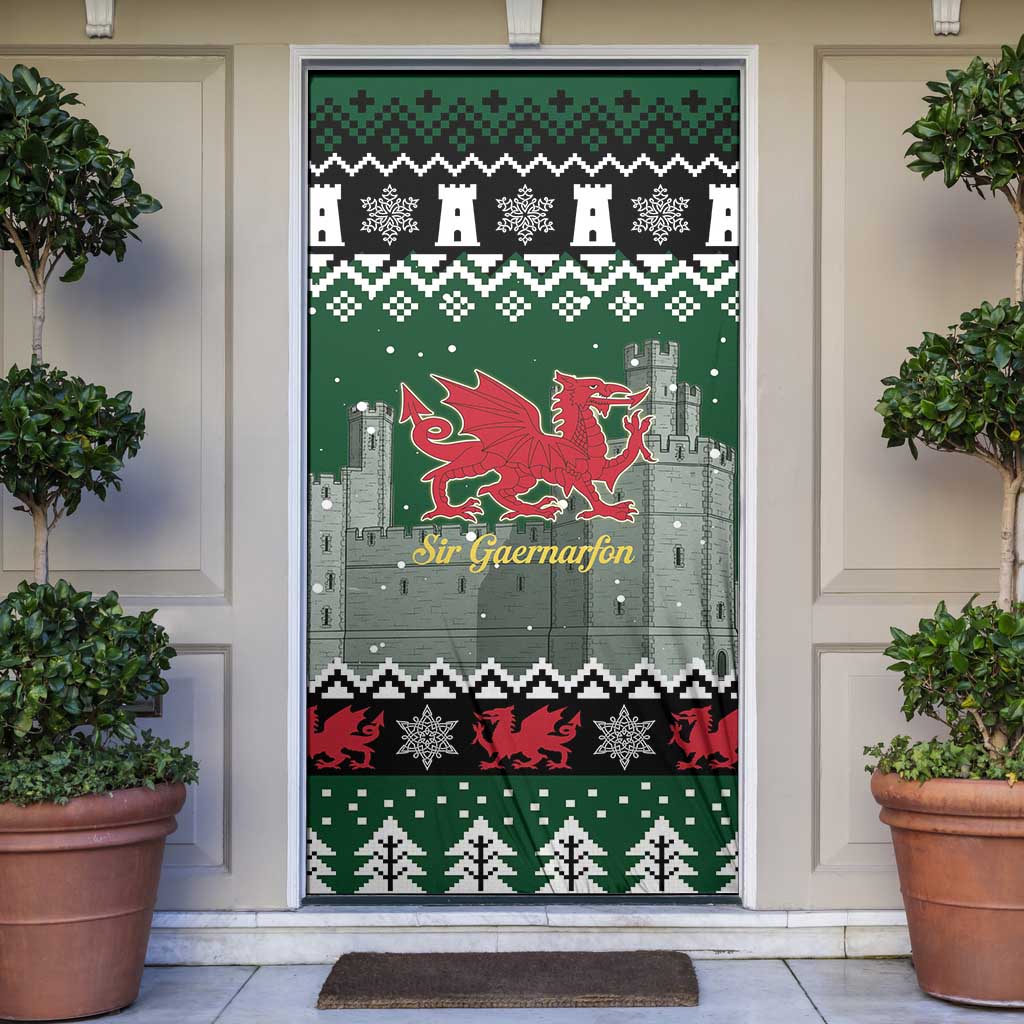 Caernarfonshire Wales Christmas Door Cover Caernarfon Castle Red Dragon - Wonder Print Shop