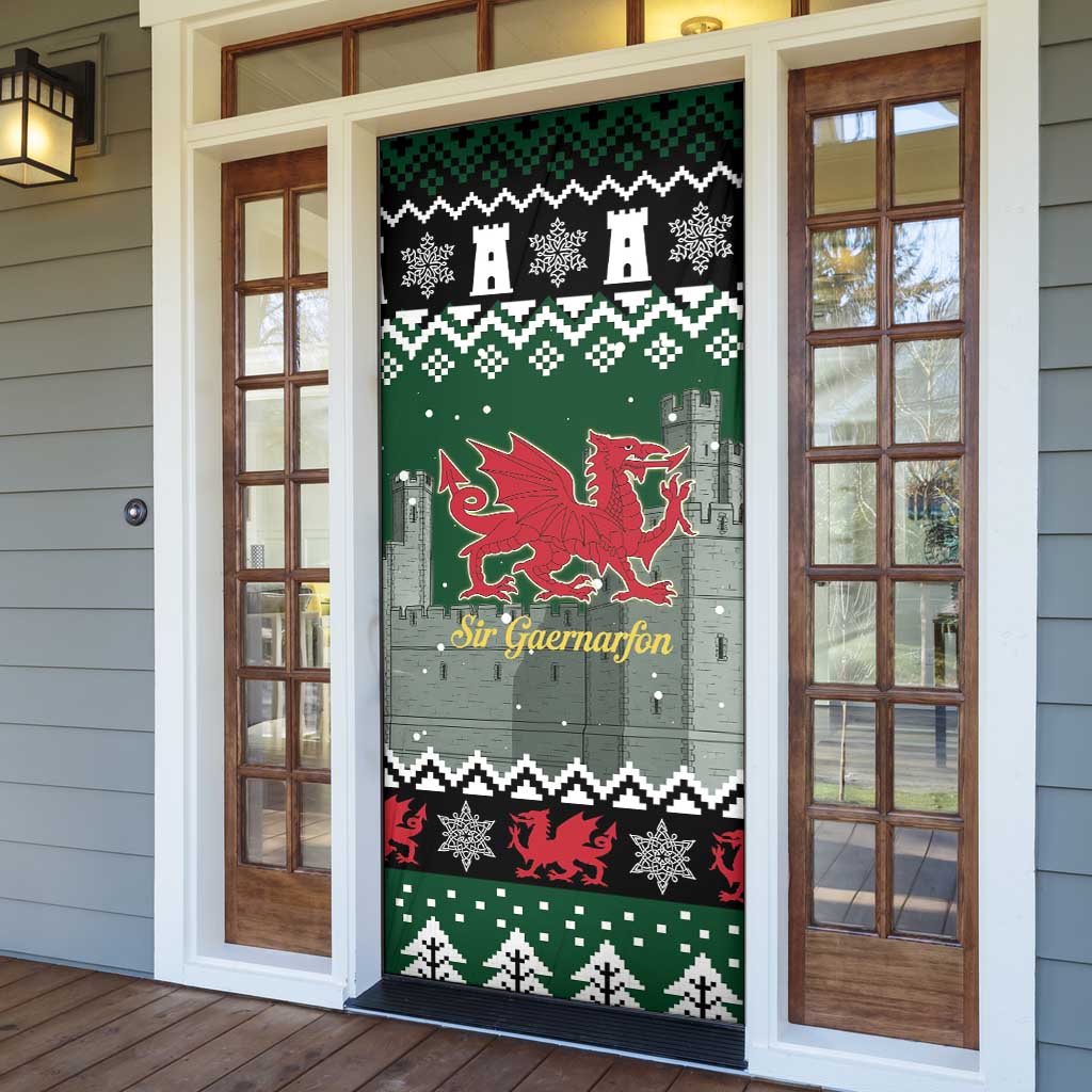 Caernarfonshire Wales Christmas Door Cover Caernarfon Castle Red Dragon - Wonder Print Shop