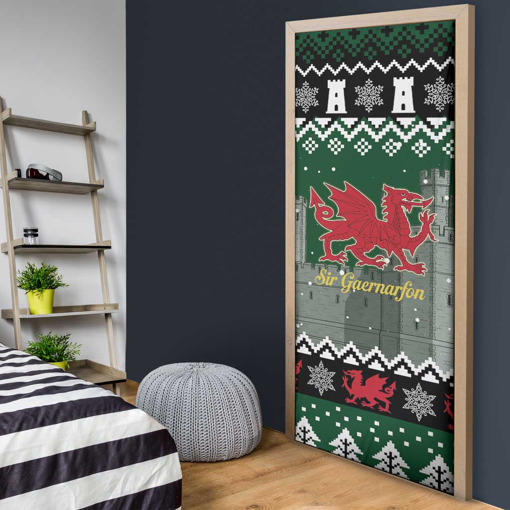Caernarfonshire Wales Christmas Door Cover Caernarfon Castle Red Dragon - Wonder Print Shop