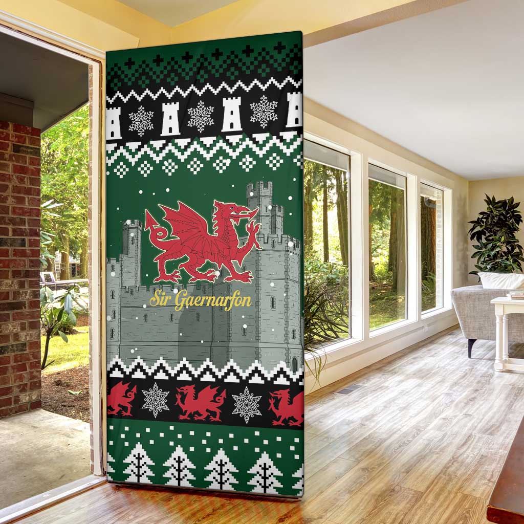 Caernarfonshire Wales Christmas Door Cover Caernarfon Castle Red Dragon - Wonder Print Shop