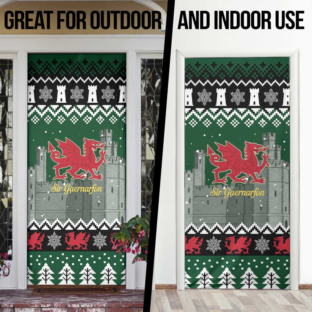 Caernarfonshire Wales Christmas Door Cover Caernarfon Castle Red Dragon - Wonder Print Shop