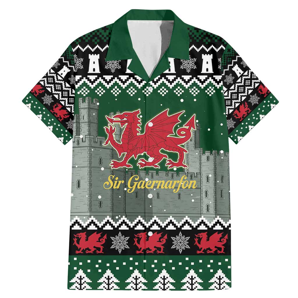 Caernarfonshire Wales Christmas Family Matching Mermaid Dress and Hawaiian Shirt Caernarfon Castle Red Dragon - Wonder Print Shop