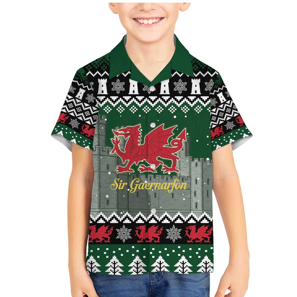 Caernarfonshire Wales Christmas Family Matching Mermaid Dress and Hawaiian Shirt Caernarfon Castle Red Dragon - Wonder Print Shop