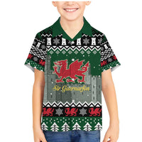 Caernarfonshire Wales Christmas Family Matching Mermaid Dress and Hawaiian Shirt Caernarfon Castle Red Dragon - Wonder Print Shop