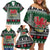 Caernarfonshire Wales Christmas Family Matching Off Shoulder Short Dress and Hawaiian Shirt Caernarfon Castle Red Dragon - Wonder Print Shop