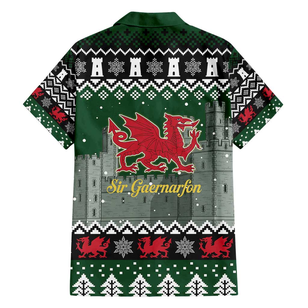 Caernarfonshire Wales Christmas Family Matching Off Shoulder Short Dress and Hawaiian Shirt Caernarfon Castle Red Dragon - Wonder Print Shop