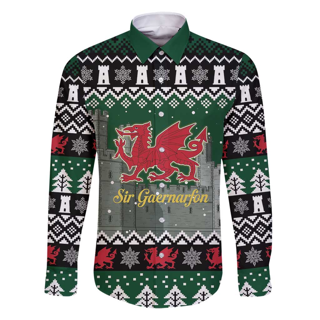 Caernarfonshire Wales Christmas Family Matching Off Shoulder Short Dress and Hawaiian Shirt Caernarfon Castle Red Dragon - Wonder Print Shop