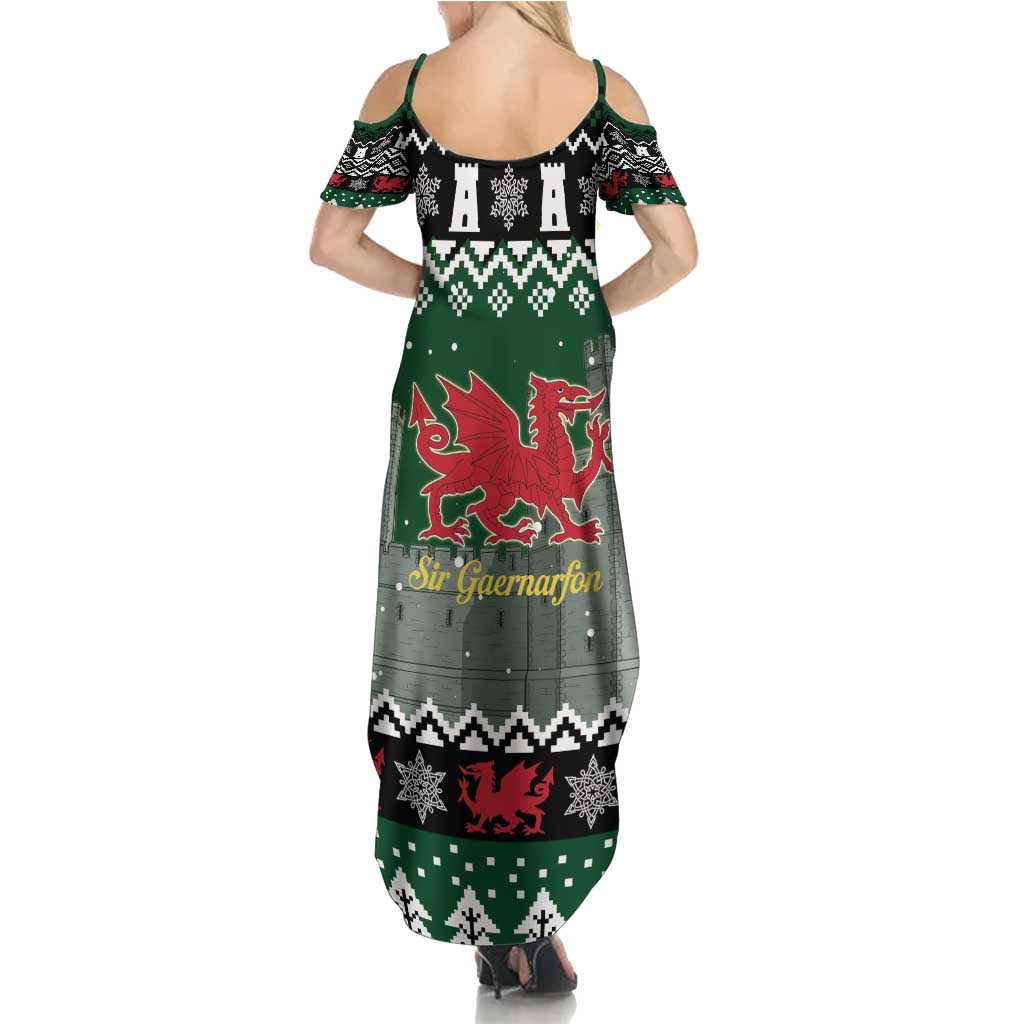 Caernarfonshire Wales Christmas Family Matching Summer Maxi Dress and Hawaiian Shirt Caernarfon Castle Red Dragon - Wonder Print Shop
