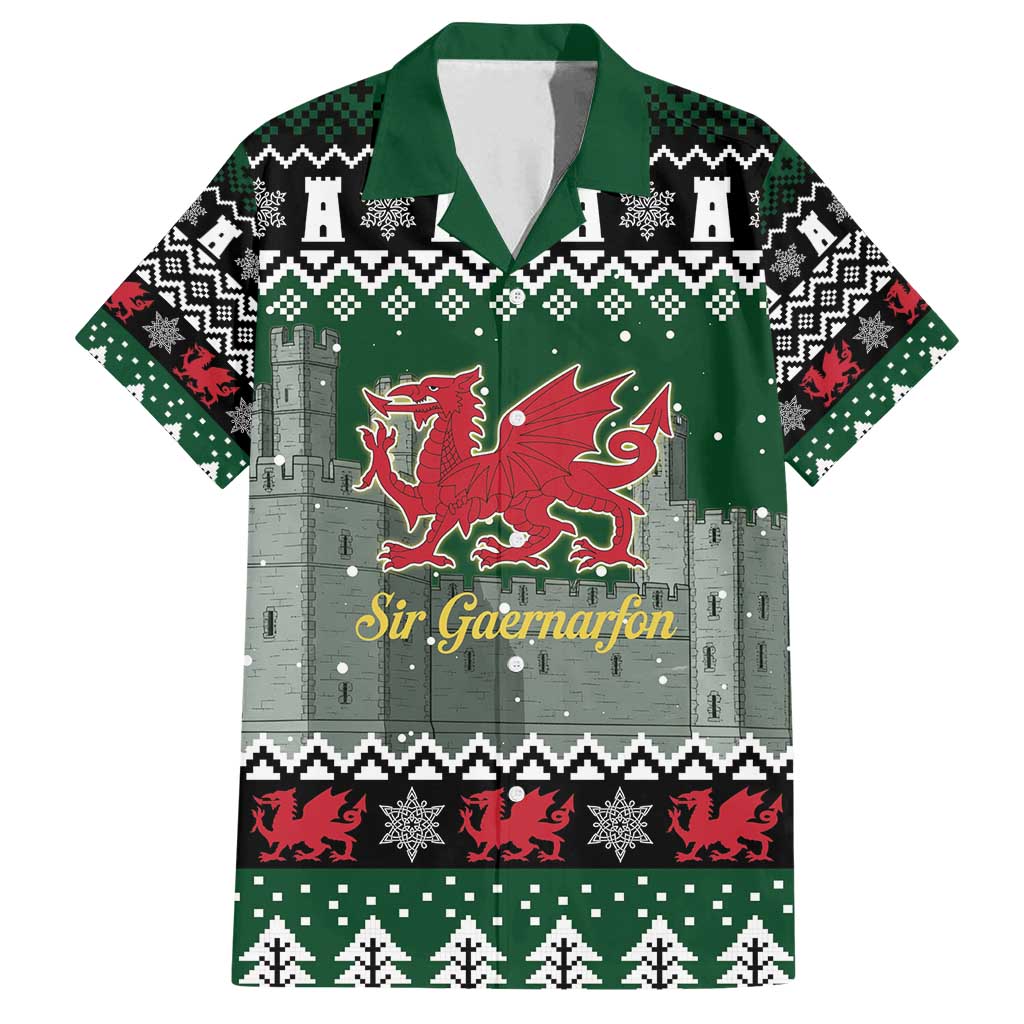 Caernarfonshire Wales Christmas Family Matching Tank Maxi Dress and Hawaiian Shirt Caernarfon Castle Red Dragon - Wonder Print Shop