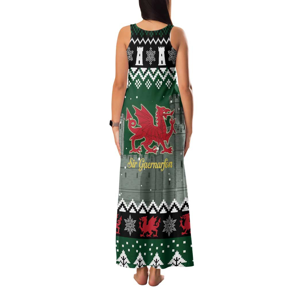 Caernarfonshire Wales Christmas Family Matching Tank Maxi Dress and Hawaiian Shirt Caernarfon Castle Red Dragon - Wonder Print Shop