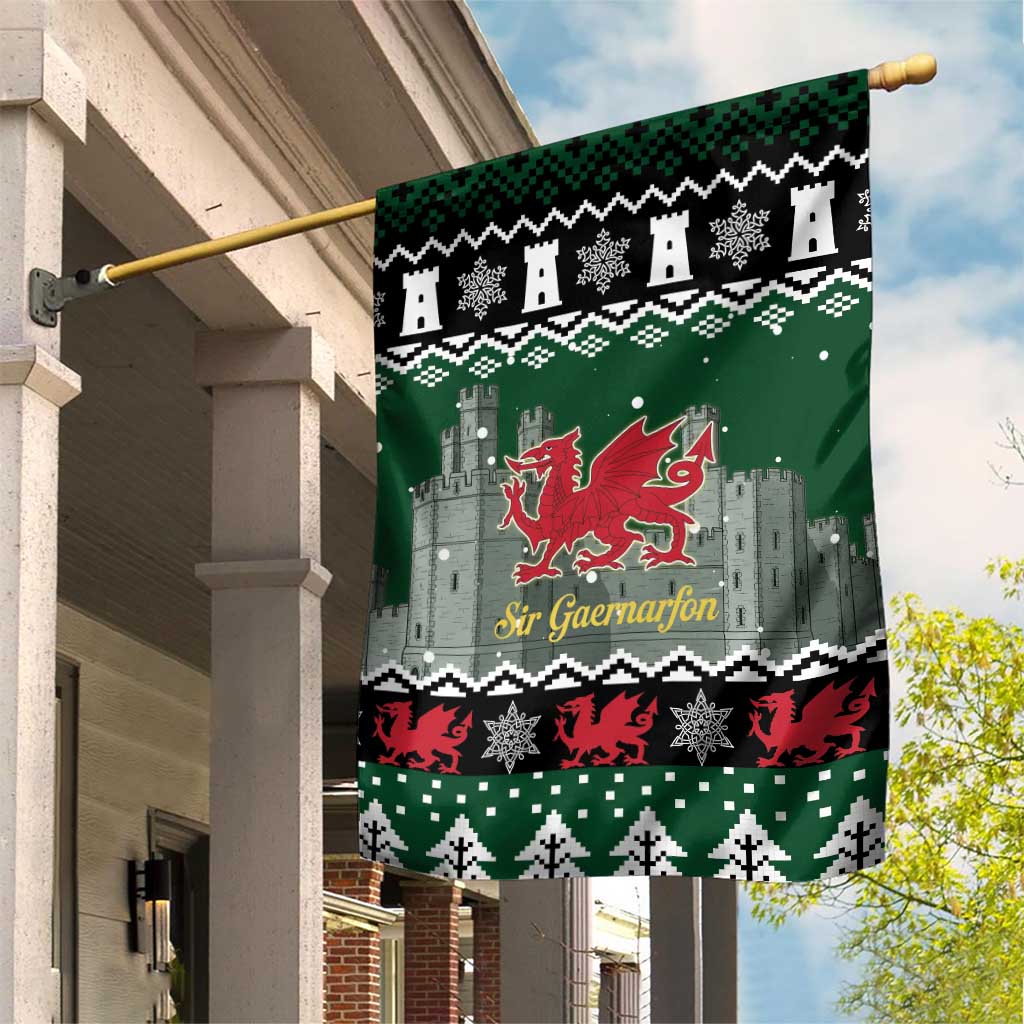Caernarfonshire Wales Christmas Garden Flag Caernarfon Castle Red Dragon - Wonder Print Shop