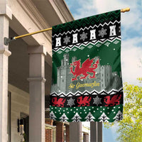Caernarfonshire Wales Christmas Garden Flag Caernarfon Castle Red Dragon - Wonder Print Shop