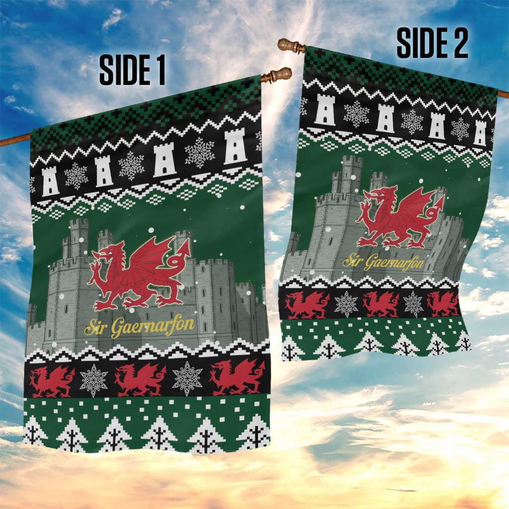 Caernarfonshire Wales Christmas Garden Flag Caernarfon Castle Red Dragon - Wonder Print Shop