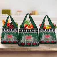 Caernarfonshire Wales Christmas Grocery Bag Caernarfon Castle Red Dragon - Wonder Print Shop