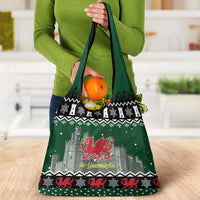 Caernarfonshire Wales Christmas Grocery Bag Caernarfon Castle Red Dragon - Wonder Print Shop