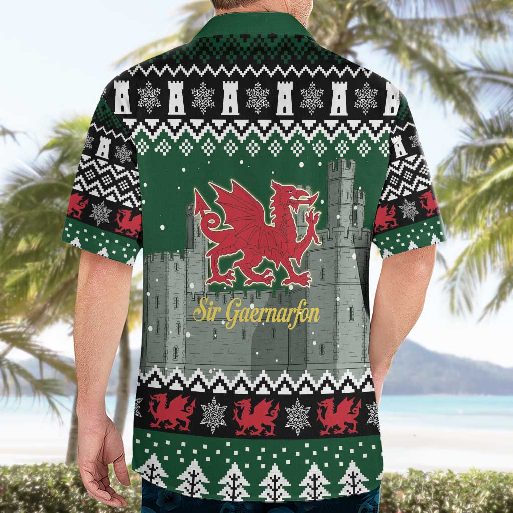 Caernarfonshire Wales Christmas Hawaiian Shirt Caernarfon Castle Red Dragon - Wonder Print Shop