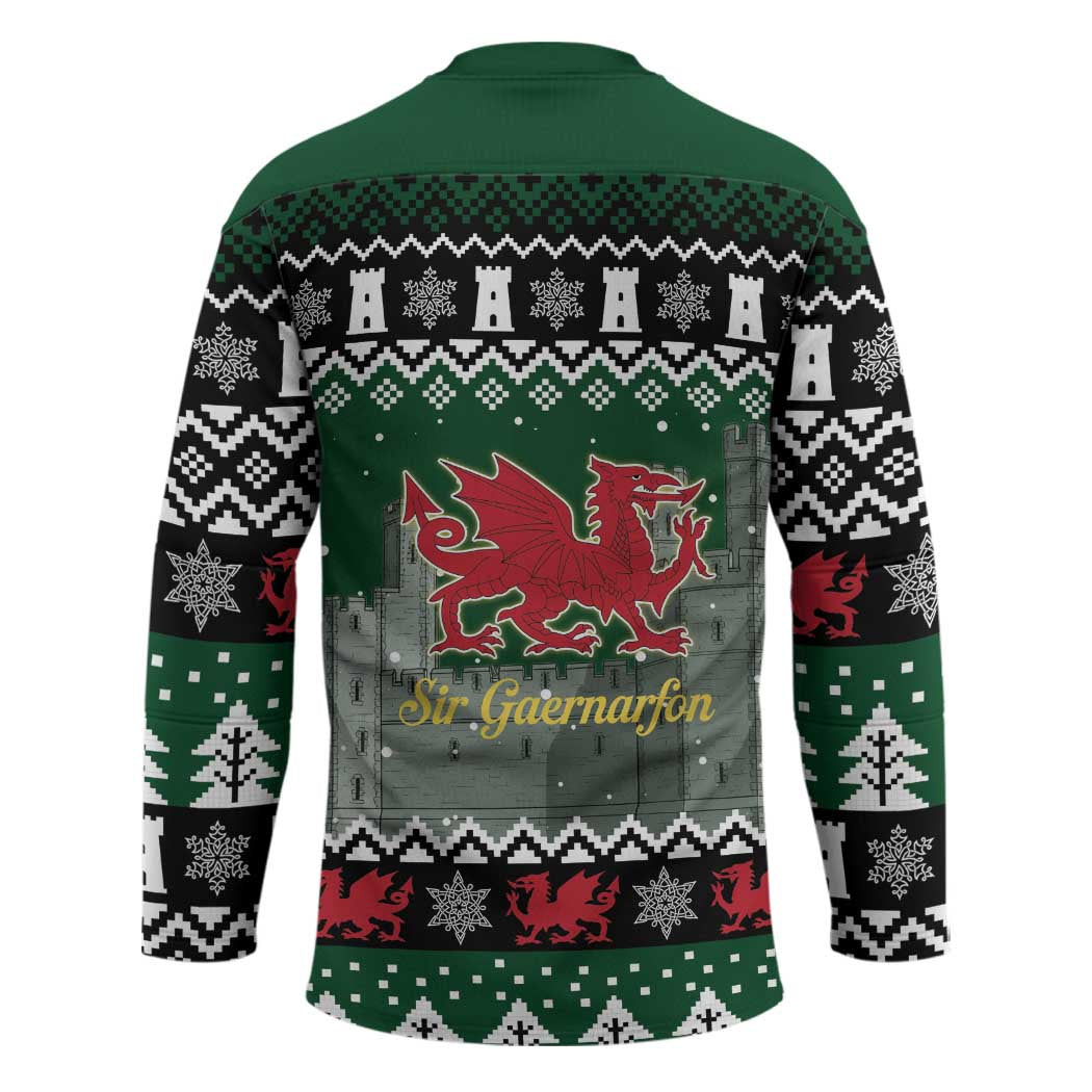 Caernarfonshire Wales Christmas Hockey Jersey Caernarfon Castle Red Dragon - Wonder Print Shop