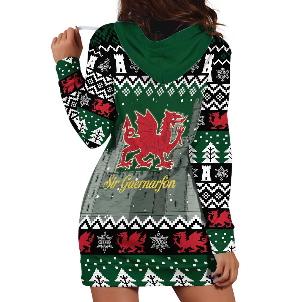 Caernarfonshire Wales Christmas Hoodie Dress Caernarfon Castle Red Dragon - Wonder Print Shop