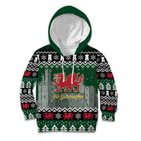 Caernarfonshire Wales Christmas Kid Hoodie Caernarfon Castle Red Dragon - Wonder Print Shop
