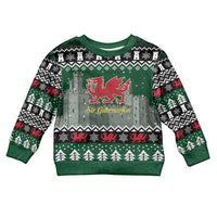 Caernarfonshire Wales Christmas Kid Ugly Christmas Sweater Caernarfon Castle Red Dragon - Wonder Print Shop
