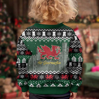 Caernarfonshire Wales Christmas Kid Ugly Christmas Sweater Caernarfon Castle Red Dragon - Wonder Print Shop