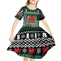 Caernarfonshire Wales Christmas Kid Short Sleeve Dress Caernarfon Castle Red Dragon - Wonder Print Shop