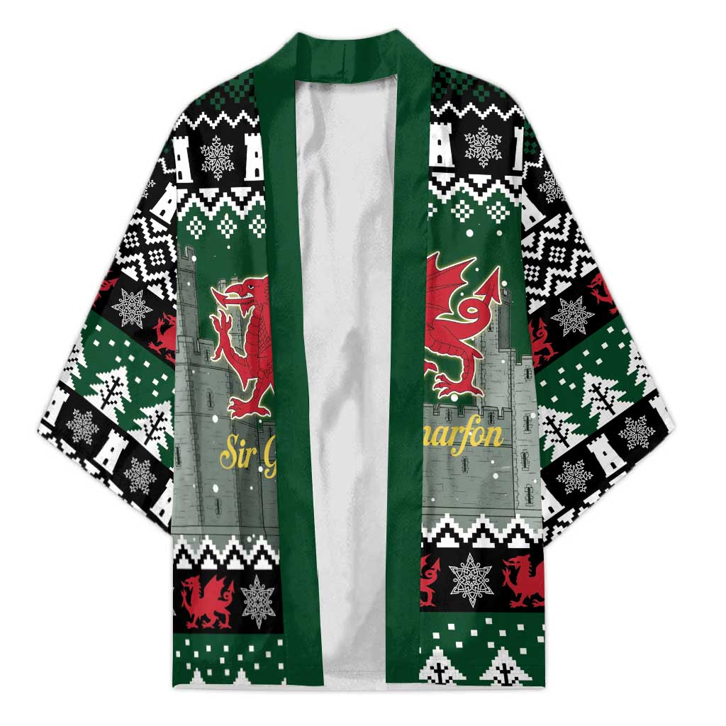 Caernarfonshire Wales Christmas Kimono Caernarfon Castle Red Dragon - Wonder Print Shop