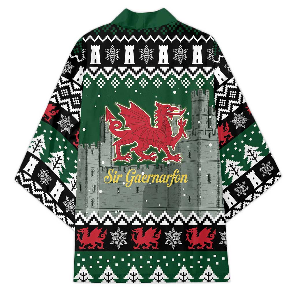 Caernarfonshire Wales Christmas Kimono Caernarfon Castle Red Dragon - Wonder Print Shop