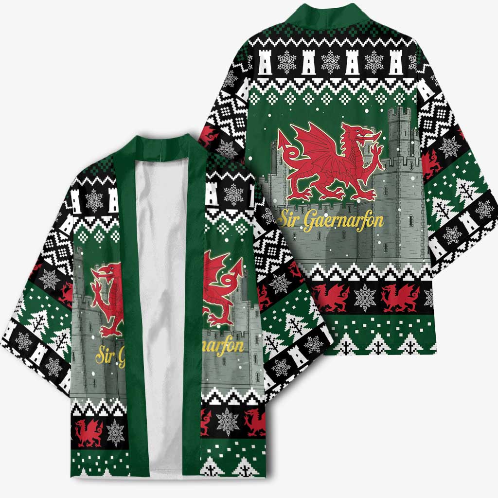 Caernarfonshire Wales Christmas Kimono Caernarfon Castle Red Dragon - Wonder Print Shop