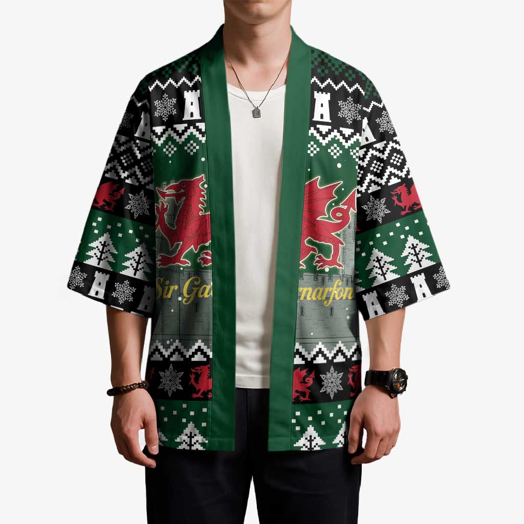 Caernarfonshire Wales Christmas Kimono Caernarfon Castle Red Dragon - Wonder Print Shop