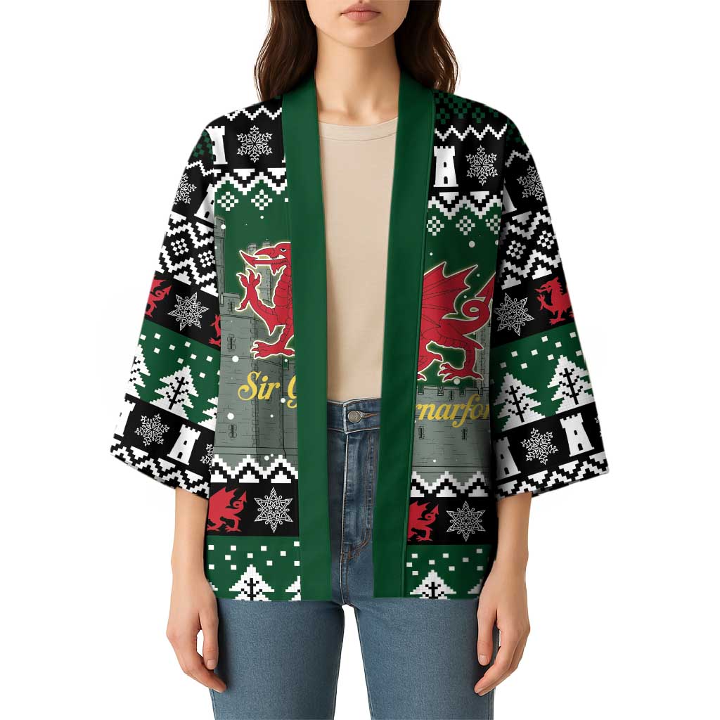 Caernarfonshire Wales Christmas Kimono Caernarfon Castle Red Dragon - Wonder Print Shop