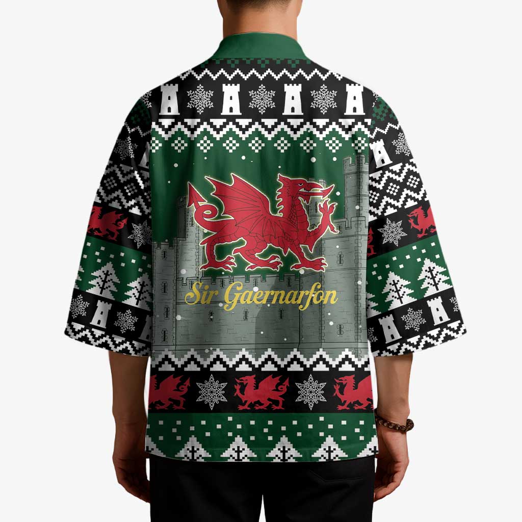 Caernarfonshire Wales Christmas Kimono Caernarfon Castle Red Dragon - Wonder Print Shop