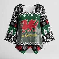 Caernarfonshire Wales Christmas Kimono Sleeve Blouse Caernarfon Castle Red Dragon - Wonder Print Shop