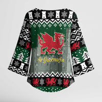 Caernarfonshire Wales Christmas Kimono Sleeve Blouse Caernarfon Castle Red Dragon - Wonder Print Shop