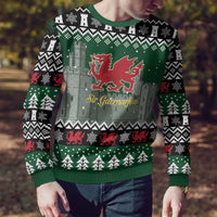 Caernarfonshire Wales Christmas Ugly Christmas Sweater Caernarfon Castle Red Dragon - Wonder Print Shop
