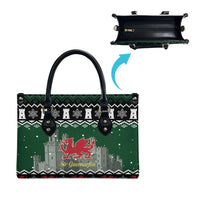 Caernarfonshire Wales Christmas Leather Bag Caernarfon Castle Red Dragon - Wonder Print Shop
