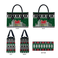 Caernarfonshire Wales Christmas Leather Bag Caernarfon Castle Red Dragon - Wonder Print Shop