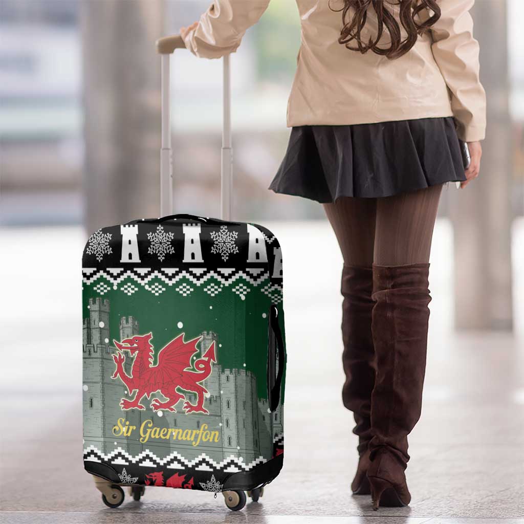 Caernarfonshire Wales Christmas Luggage Cover Caernarfon Castle Red Dragon - Wonder Print Shop